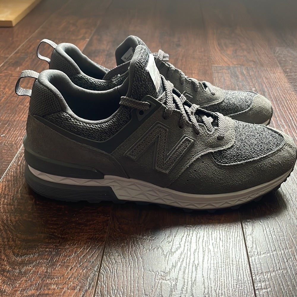 New Balance Men's Grey Suede & Mesh Sneakers